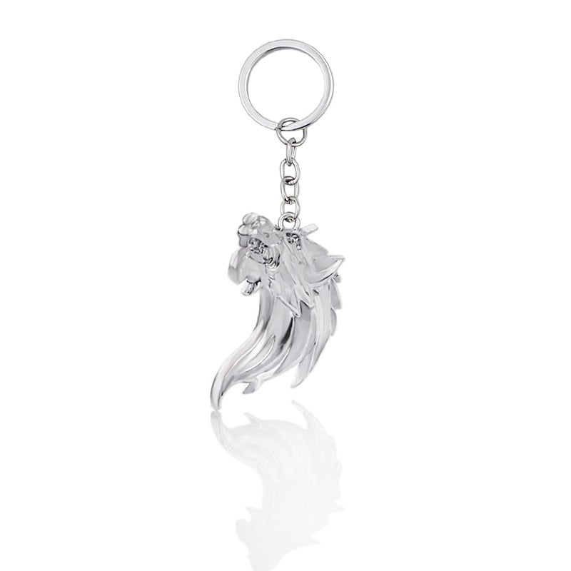 UpAuto Cool Wolf Head Car Decorations Badge Emblem Key chian 3D Nameplate Key Ring for Car Gift Silver Keychain