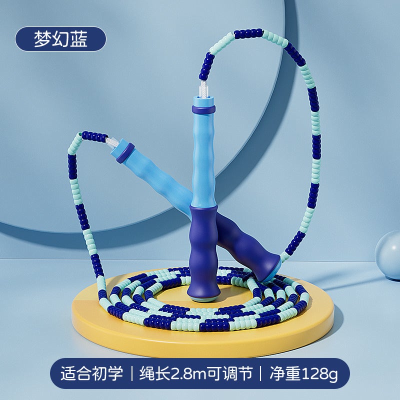 Generic Childrens bamboo rope skipping adjustable primary school student special beginner first grade kindergarten examination professional rope wholesale Blue Style