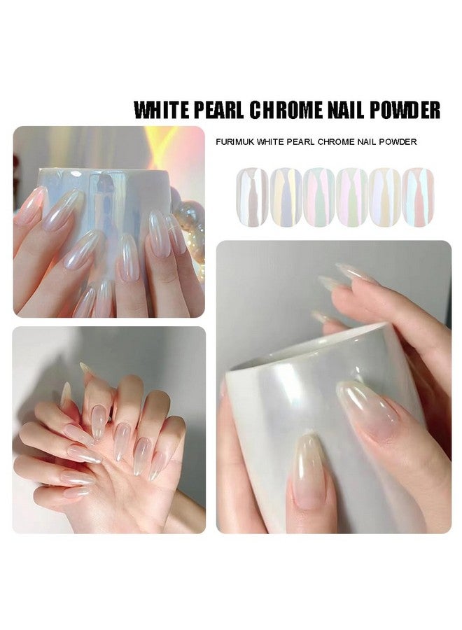 Furimuk 2 Boxes White Pearl Chrome Nail Powder Mirror Effect Aurora Magic Pearlescent White Nail Powder Pigment High Gloss Glitter Nail Art Holographic Ice Aurora Dust Nail Powder For Manicure Decorations - Image 3