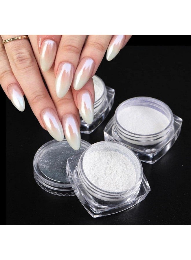 Furimuk 2 Boxes White Pearl Chrome Nail Powder Mirror Effect Aurora Magic Pearlescent White Nail Powder Pigment High Gloss Glitter Nail Art Holographic Ice Aurora Dust Nail Powder For Manicure Decorations - Image 1
