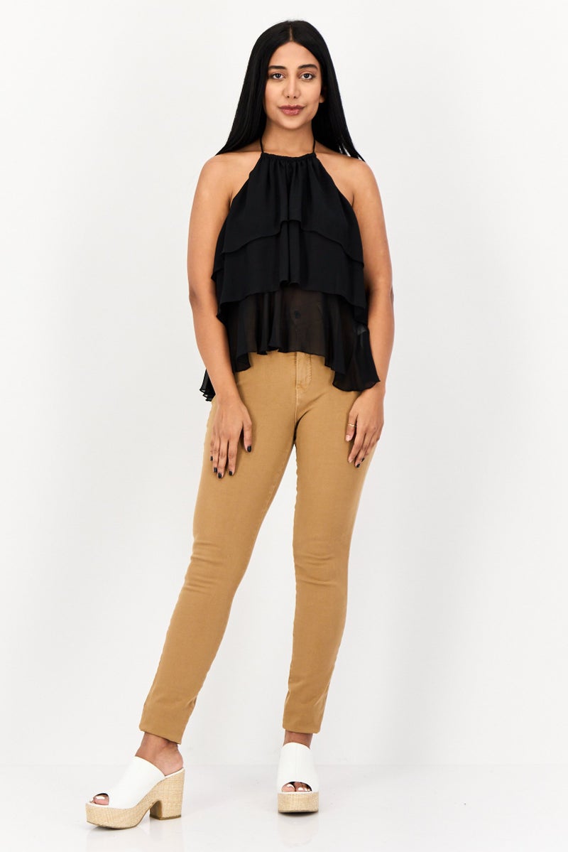 ESPRIT توب نسائي بلا أكمام بتصميم هالتر، أسود - Image 4