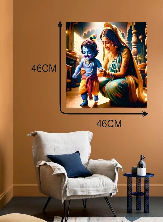 Sky Flying Baby Blue Krishna And Yashoda Maa Wall Poster (K18_NW_08) Living Room, Pooja Room, KIds Room (Size - 46CM X 46CM) - Image 4