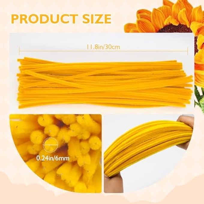450 PCS SUNFLOWER CRAFT KIT, YELLOW PIPE CLEANERS WITH FLORAL WIRES & STAMEN, DIY FLOWER MAKING SUPPLIES FOR HOME DECOR, GIFTS AND PARTY - Image 4