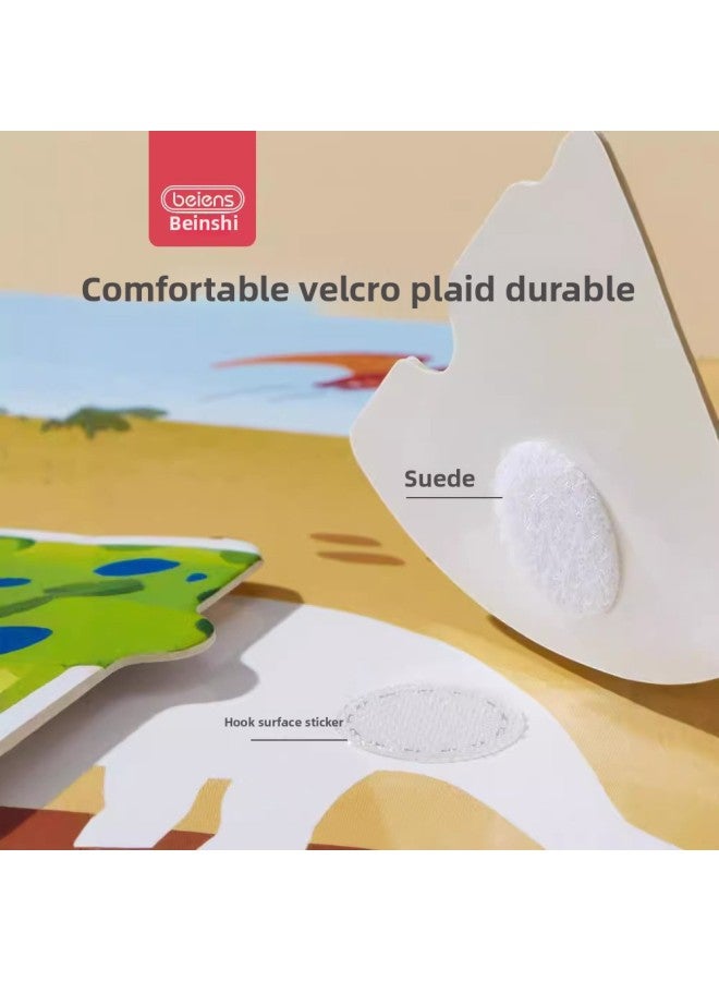 Beienshi Early Education Quiet Book Kindergarten Velcro Tearing Book Children's Educational Hand-pasted Girls' Toys-Color:Advanced Been Shi Quiet Adhesive Book-blue - Image 5