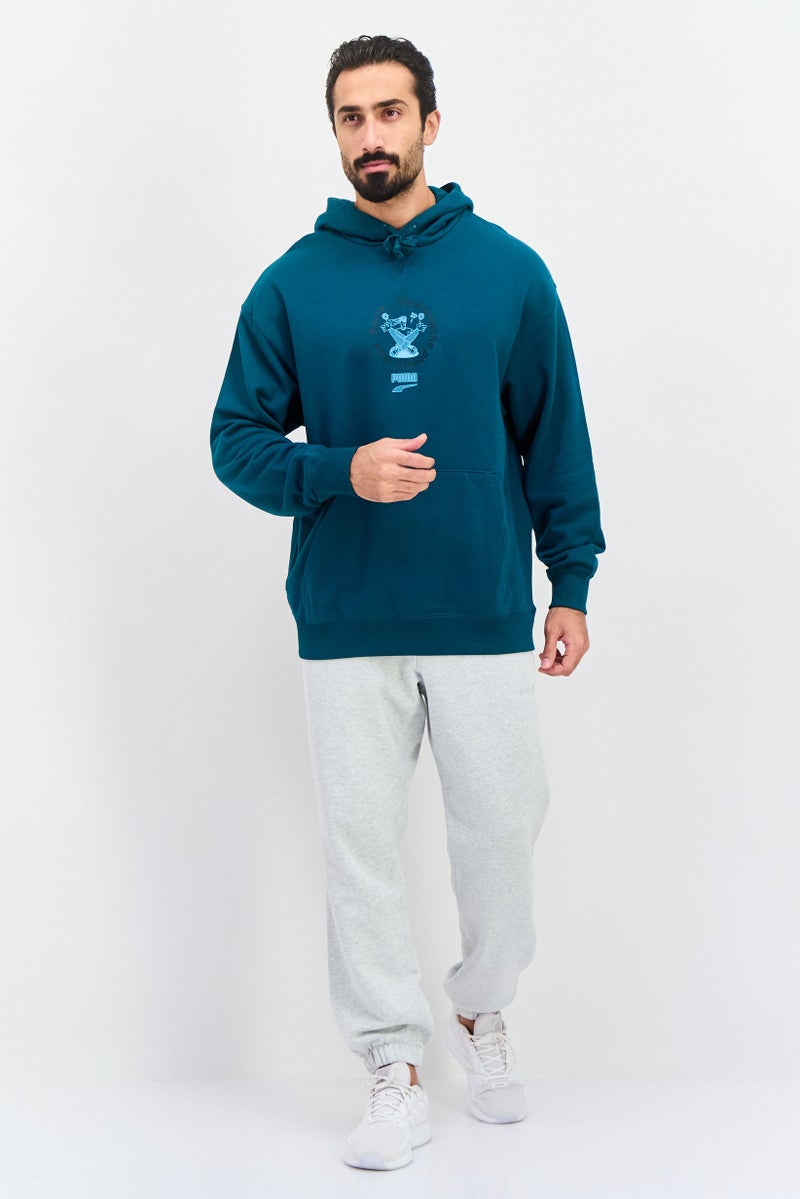 PUMA Men Relaxed Fit Long Sleeve Outdoor Hoodie, Teal - Image 3