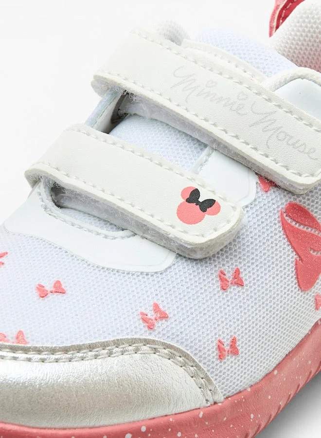 Disney WHITE Minnie Mouse Print Sneakers with Hook and Loop Closure  | Best Price UAE