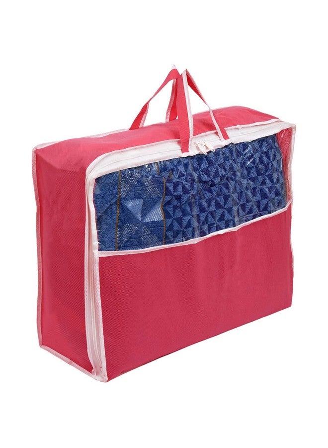 Kuber Industries Kuber Industries Non-Woven Cloth Cover/Organizer For Store Saree, Lehenga, Suit, Dress, Clothes With Top Tranasparent Window (Pink)  - Image 1