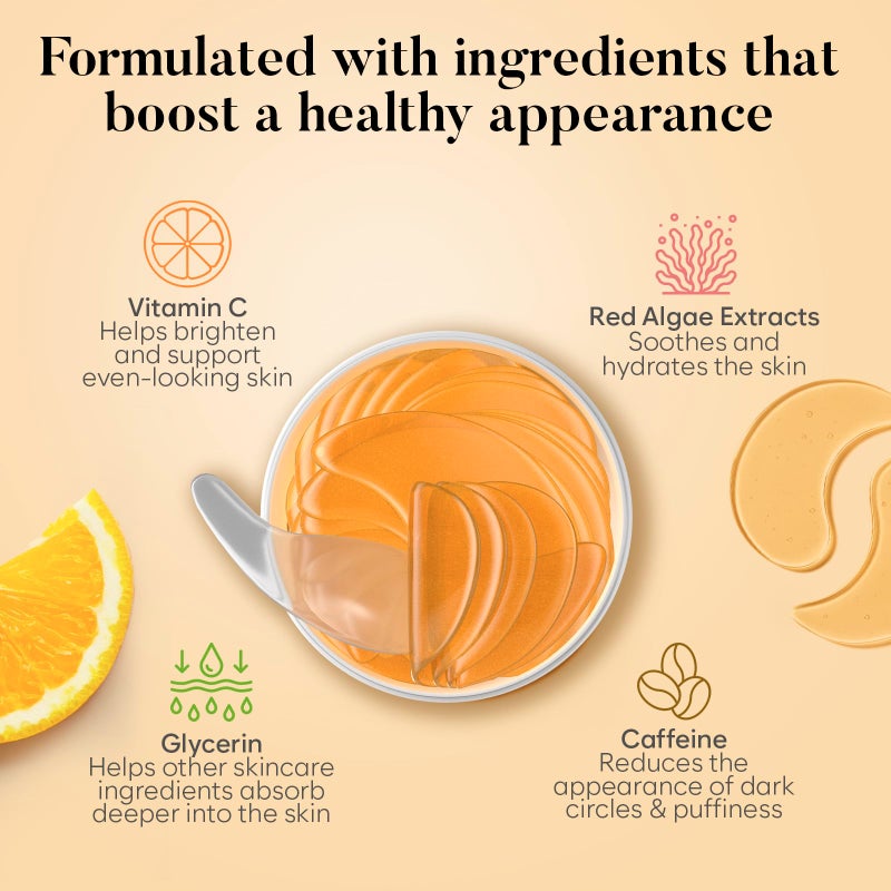 BLOOMORA Vitamin C & Caffeine Under Eye Patches (30 Pairs), Under Eye Mask for Puffy Eyes, Appearance of Dark Circles, Smoothing & Hydration, Self Care & Skincare Gifts for Women, Patch Yeux - Image 2