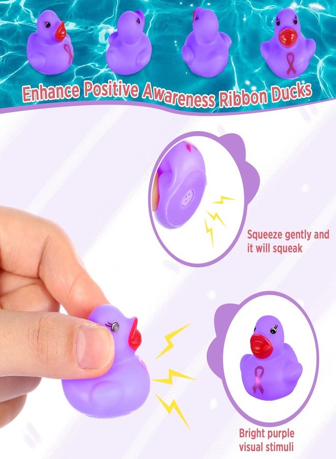 Lunmon 200 Pcs Purple Rubber Ducks Domestic Violence Awareness Ribbon Bath Duck Float Mini Bath Toys Bulk Pancreatic Cancer Alzheimers Awareness Products for Charity Event Supplies - Image 4
