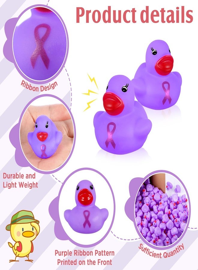 Lunmon 200 Pcs Purple Rubber Ducks Domestic Violence Awareness Ribbon Bath Duck Float Mini Bath Toys Bulk Pancreatic Cancer Alzheimers Awareness Products for Charity Event Supplies - Image 3