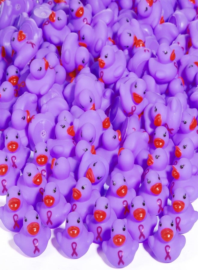 Lunmon 200 Pcs Purple Rubber Ducks Domestic Violence Awareness Ribbon Bath Duck Float Mini Bath Toys Bulk Pancreatic Cancer Alzheimers Awareness Products for Charity Event Supplies - Image 1
