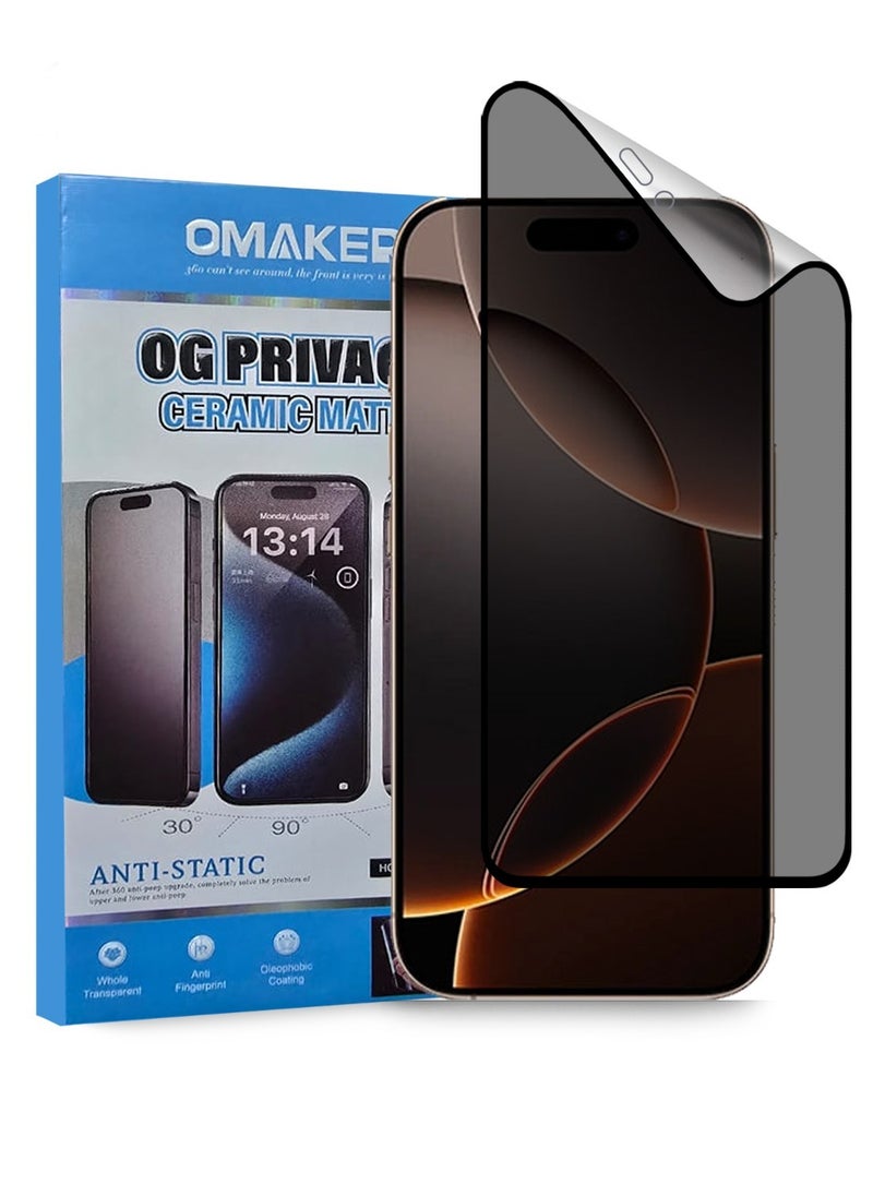 OMAKER Apple iPhone 16 Pro Max Matte Ceramic Privacy Screen Protector Film  - Image 1