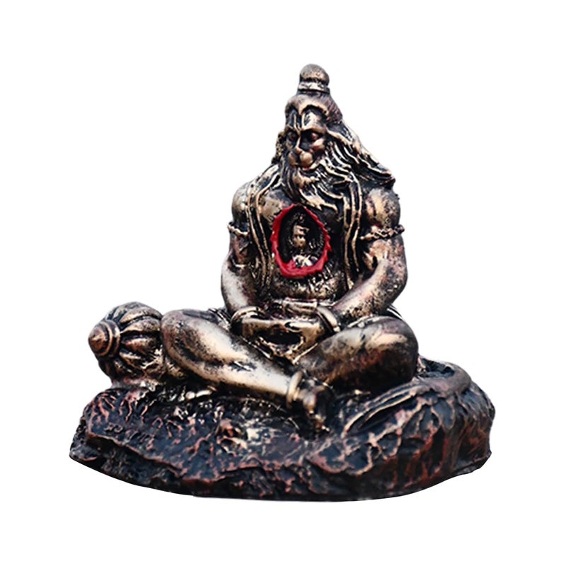 Saugat Traders Meditating Hanuman Idol Ram Lalla in Heart for Car Dashboard Golden Bahubali Hanuman Ji Murti for Home Temple Sitting Dhyan Mudra Mahabali Statue Religious Gift - Image 3