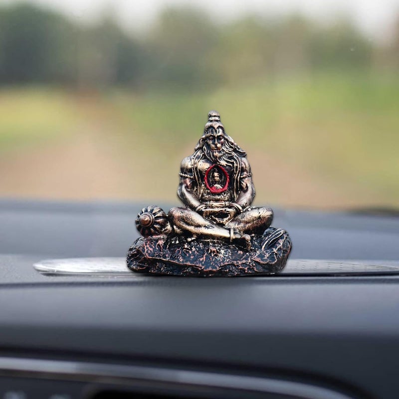 Saugat Traders Meditating Hanuman Idol Ram Lalla in Heart for Car Dashboard Golden Bahubali Hanuman Ji Murti for Home Temple Sitting Dhyan Mudra Mahabali Statue Religious Gift - Image 1