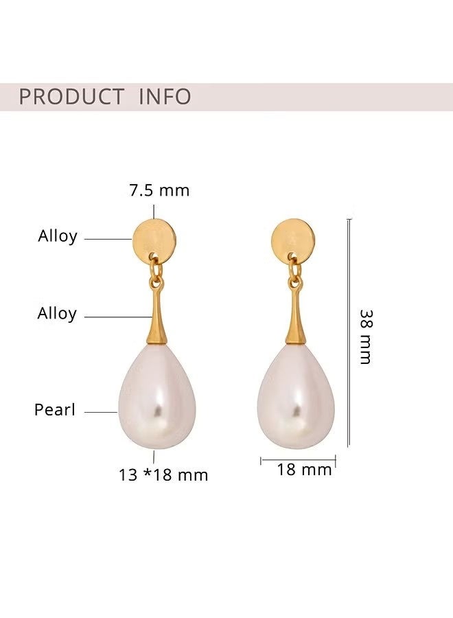 Baroque Imitation Pearl Clip Earrings Gold Plated Non Pierced Clip, Alloy Anti Rust Anti Corrosion Small and Portable Painless Earring, Fashion Simplicity Earring (Gold) - Image 5