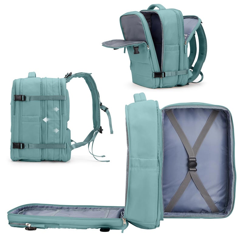 coowoz Large Travel Backpack For Women Men Carry On BackpackHiking Backpack Waterproof Outdoor Sports Rucksack Casual Daypack Expandable Heavy Duty Extra large Backpack Blue Expansion - Image 2