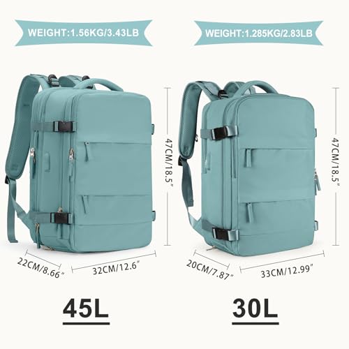 coowoz Large Travel Backpack For Women Men Carry On BackpackHiking Backpack Waterproof Outdoor Sports Rucksack Casual Daypack Expandable Heavy Duty Extra large Backpack Blue Expansion - Image 3