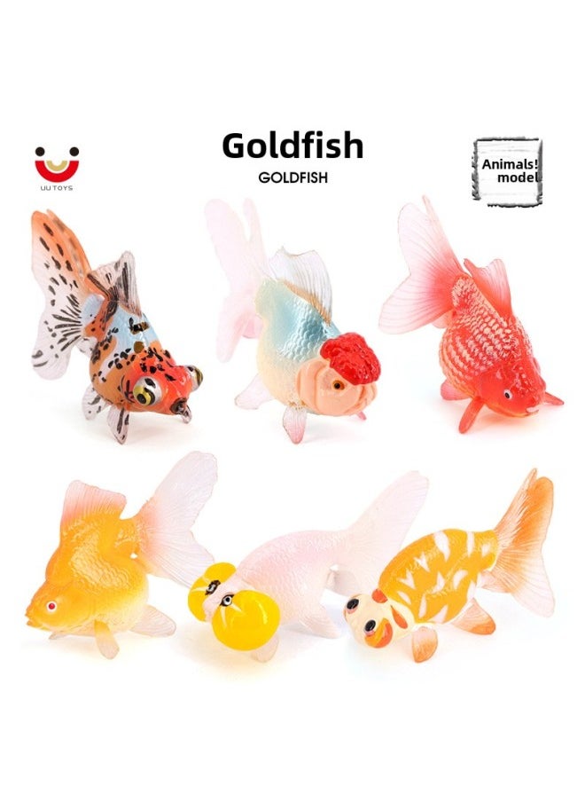 Generic - Children's Cognitive Simulation Goldfish Solid Marine Animal Model Crane Top Red Blister Eye Fish Tank Ornaments Bath Toys-Color:PL127-3109 Yellow Gilt - Image 1
