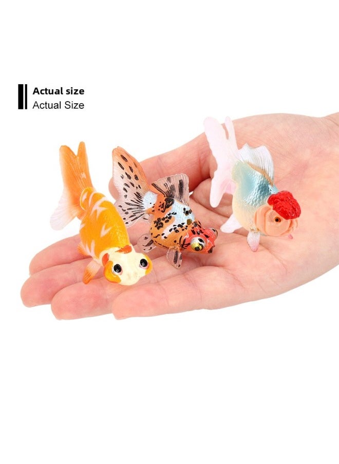 Generic - Children's Cognitive Simulation Goldfish Solid Marine Animal Model Crane Top Red Blister Eye Fish Tank Ornaments Bath Toys-Color:PL127-3109 Yellow Gilt - Image 1