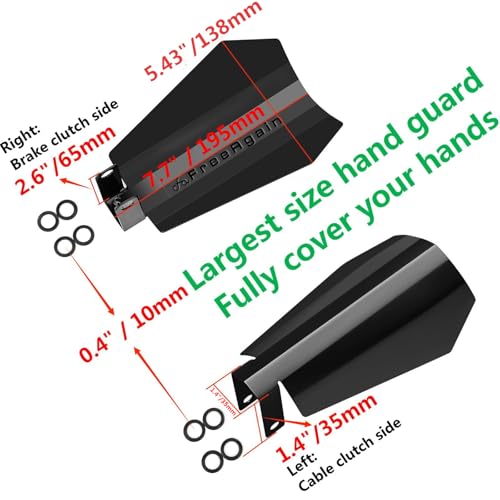 FreeAgain Oversized Coffin Cut Motorcycle Handguards | Extra-Large for Riders with Larger Hands | Compatible with Harley Davidson Touring, Sportster, Dyna Models | Durable Gloss Black Finish - Image 2