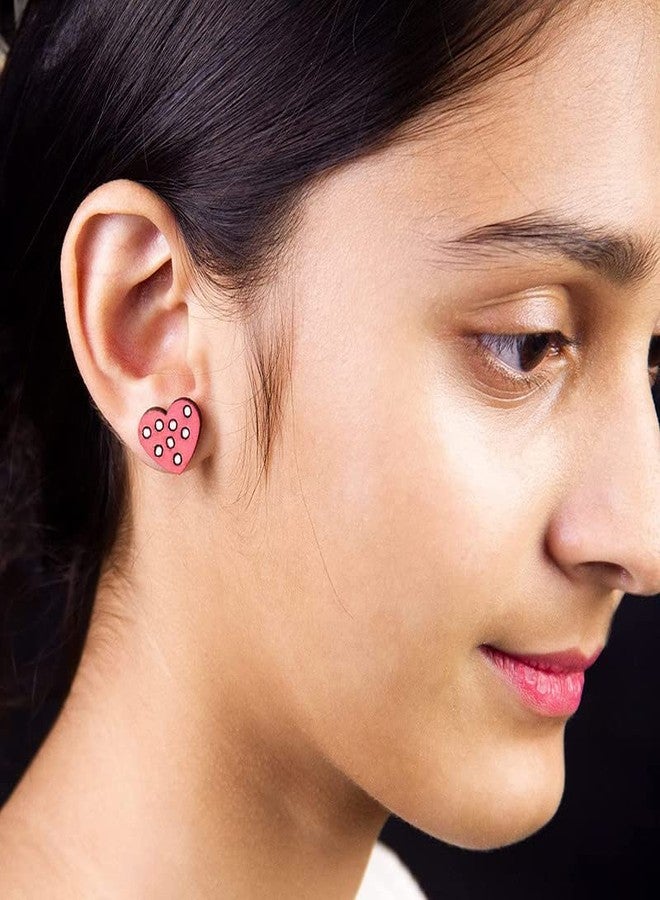 ORENAME Wooden Stud Earrings 1 Pair Set Handmade Wooden Earrings with Ear Backs for Women and Girls Different Shapes and Colors for Girls and Women(Style-4) - Image 2
