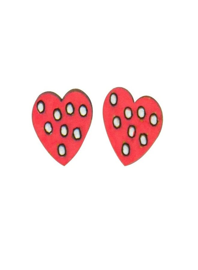ORENAME Wooden Stud Earrings 1 Pair Set Handmade Wooden Earrings with Ear Backs for Women and Girls Different Shapes and Colors for Girls and Women(Style-4) - Image 1