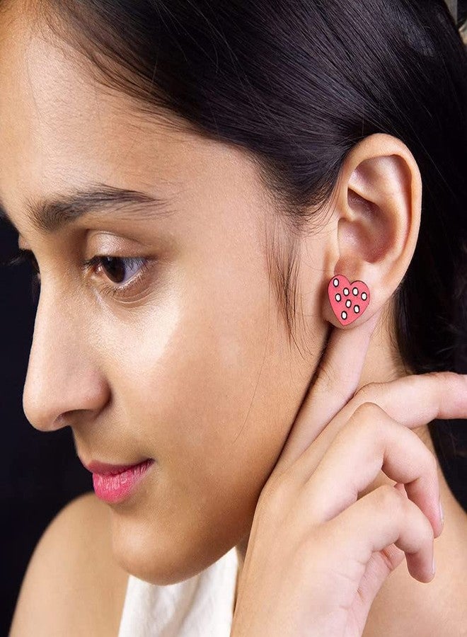 ORENAME Wooden Stud Earrings 1 Pair Set Handmade Wooden Earrings with Ear Backs for Women and Girls Different Shapes and Colors for Girls and Women(Style-4) - Image 4