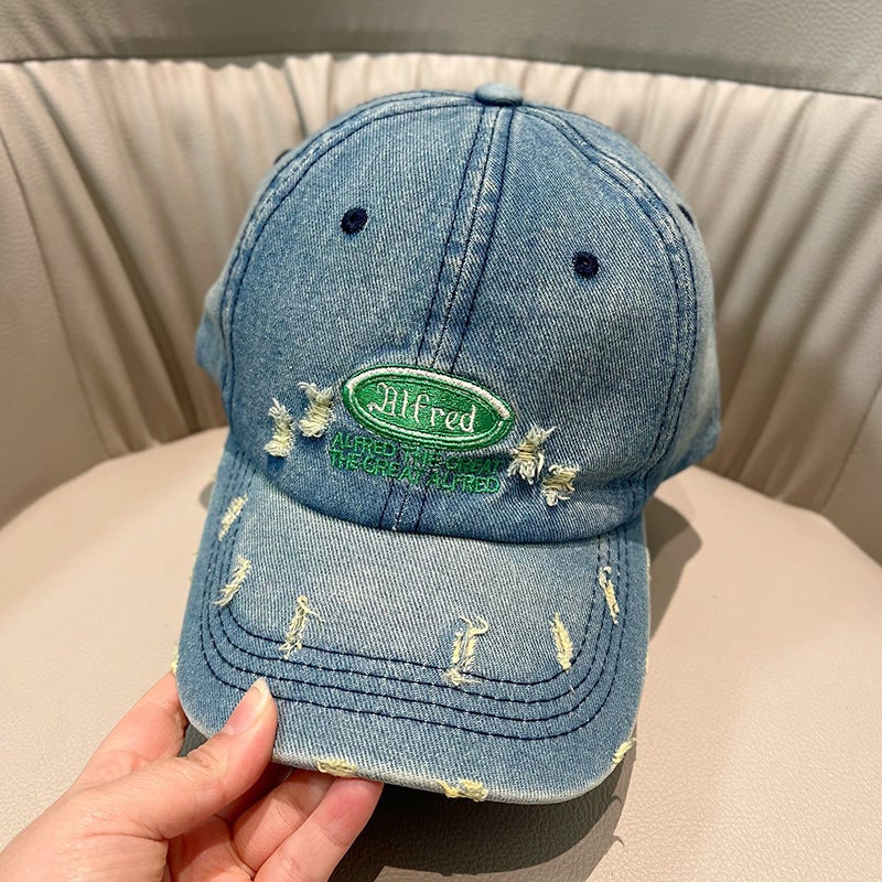 Autumn Baseball Cap Women Denim Patch Letter Sun Protection Hat - Image 2