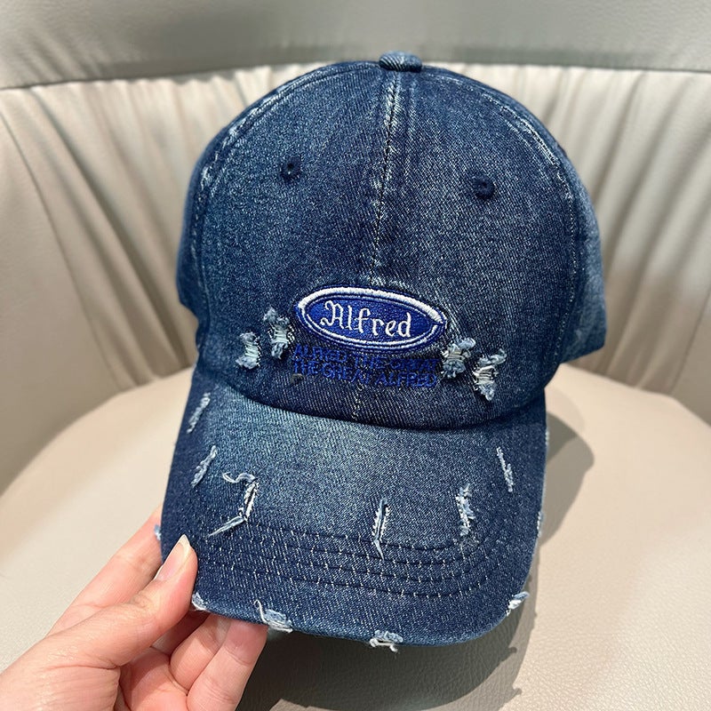Autumn Baseball Cap Women Denim Patch Letter Sun Protection Hat - Image 1