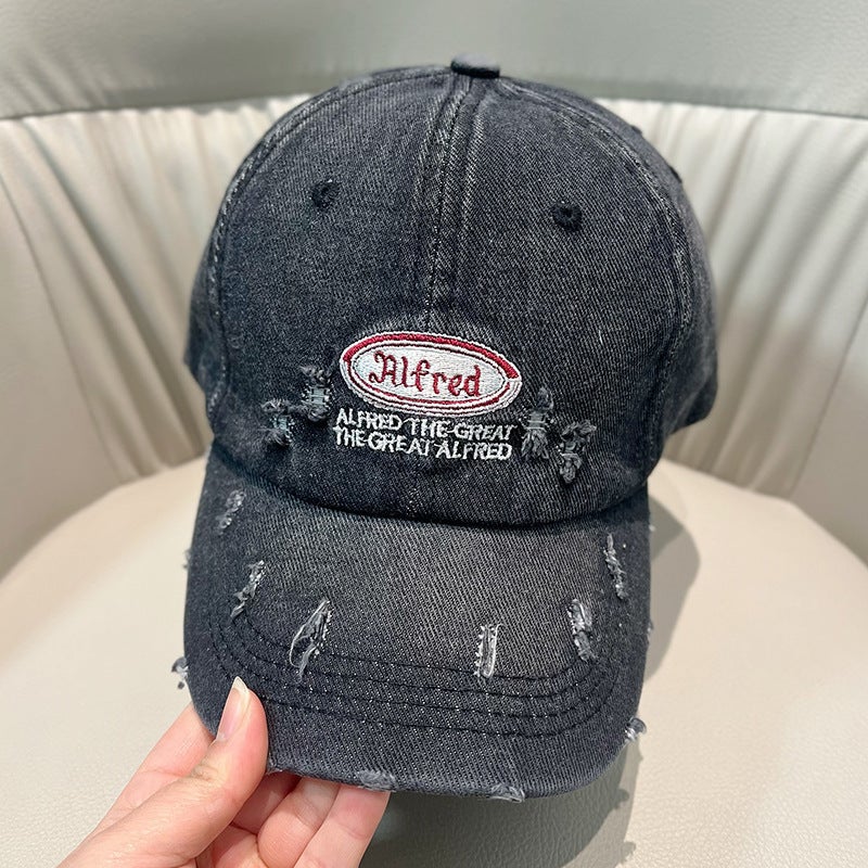 Autumn Baseball Cap Women Denim Patch Letter Sun Protection Hat - Image 3
