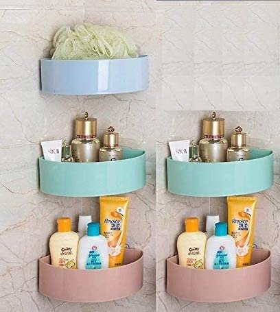 SHOPITECH Corner Shelf Wall Mounted Bathroom Kitchen No Drill Storage Rack Super Adhesive Bathroom Shower Rack Shelf (5 pc Corner Shelf) - Image 1