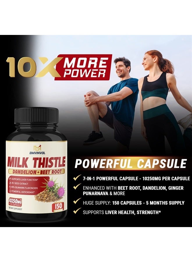 BMVINVOL (5 months supply) Milk Thistle Extract Capsules - 7 Herbs Equivalent to 10250 mg - Health Cleanse and Detox Supplement - Enhanced Beet Root, Cissus, Dandelion & More - Liver Support Pills Supplement - Image 5