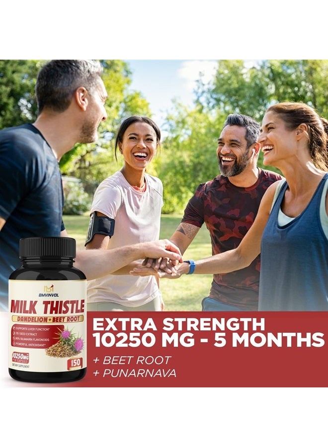 BMVINVOL (5 months supply) Milk Thistle Extract Capsules - 7 Herbs Equivalent to 10250 mg - Health Cleanse and Detox Supplement - Enhanced Beet Root, Cissus, Dandelion & More - Liver Support Pills Supplement - Image 2