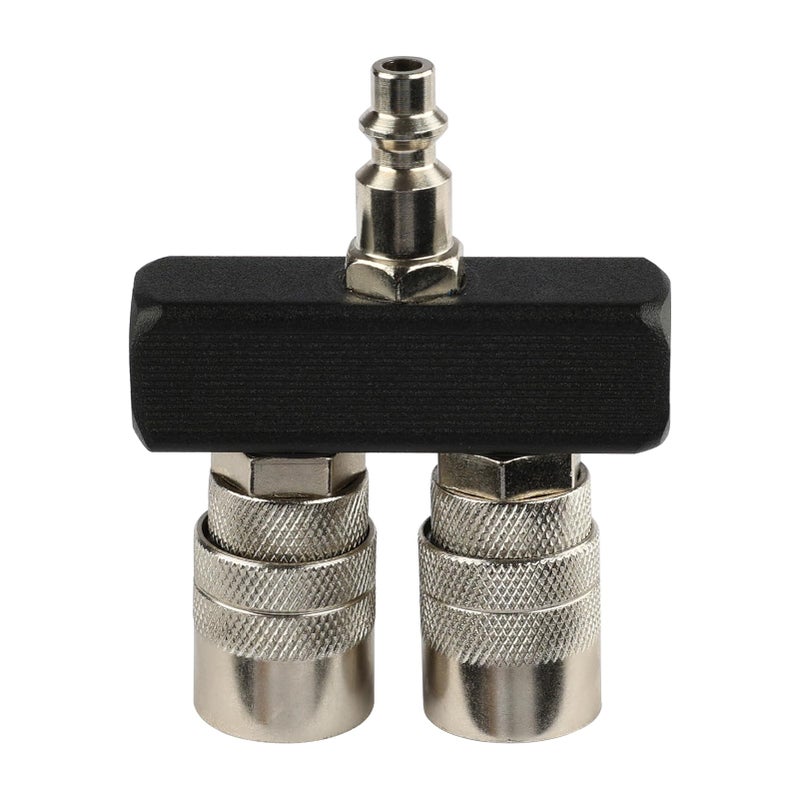 FORNAX 2Way Straight Air Manifold Air Splitter Line Type Air Compressor Splitter with 2 Couplers and 14 NPT Male Plug Air Compressor Hose Splitter Quick Connect Socket