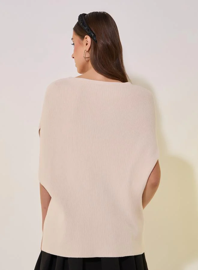 تايك تو سترة صوفية محبوكة بياقة على شكل حرف