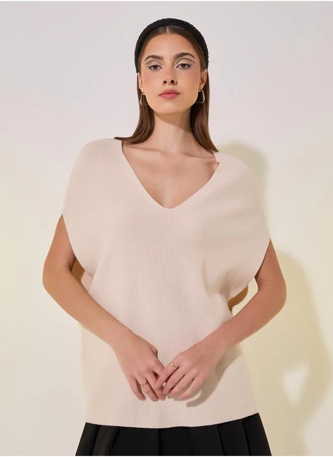 تايك تو Solid Knit V-Neck Sweater Vest