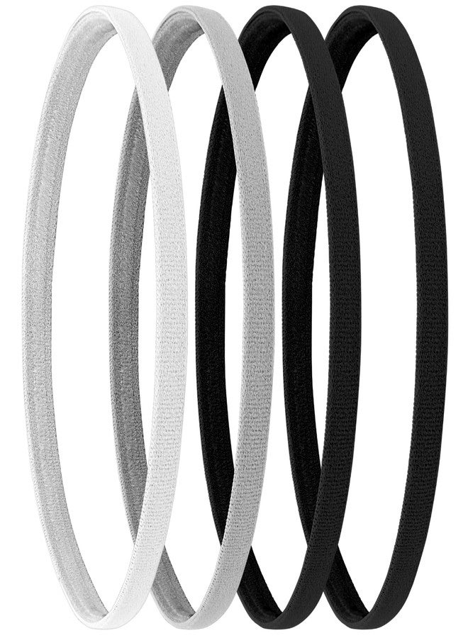 مولين مجموعة مولين من 4 عصابات رأس رفيعة للنساء، مانعة للانزلاق، مناسبة للتمارين الرياضية، عصابات رأس رياضية مرنة، عصابة رأس رياضية للجري وكرة القدم، عصابة رأس مرنة رفيعة لليوجا، عصابات شعر مرنة - Image 2