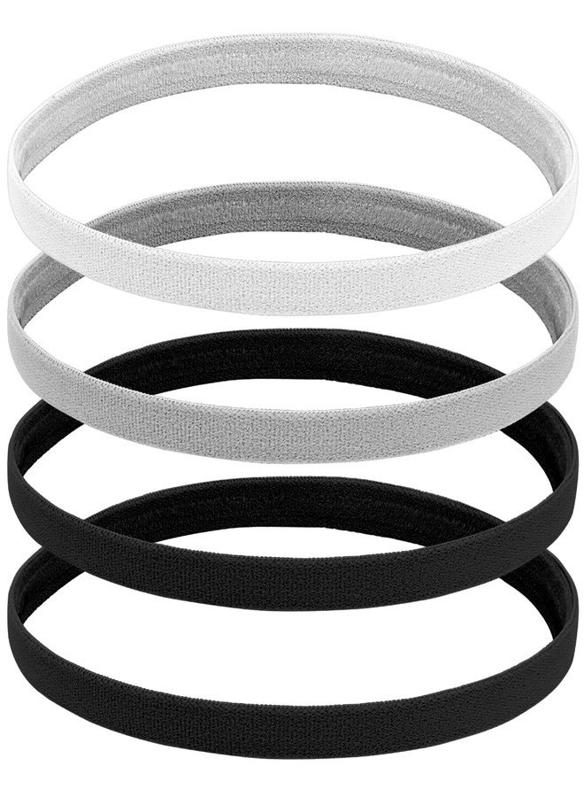 مولين مجموعة مولين من 4 عصابات رأس رفيعة للنساء، مانعة للانزلاق، مناسبة للتمارين الرياضية، عصابات رأس رياضية مرنة، عصابة رأس رياضية للجري وكرة القدم، عصابة رأس مرنة رفيعة لليوجا، عصابات شعر مرنة - Image 1