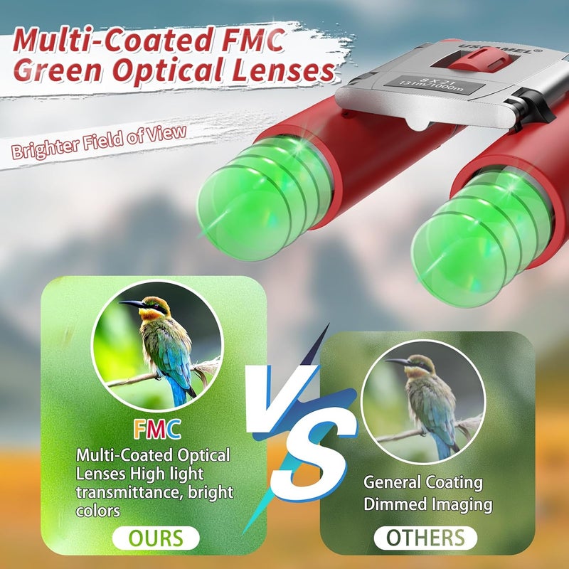 USCAMEL Binoculars Kids,Small 8×21 Binoculars Adults, Mini Binocular for Bird Watching and Hunting - Image 2