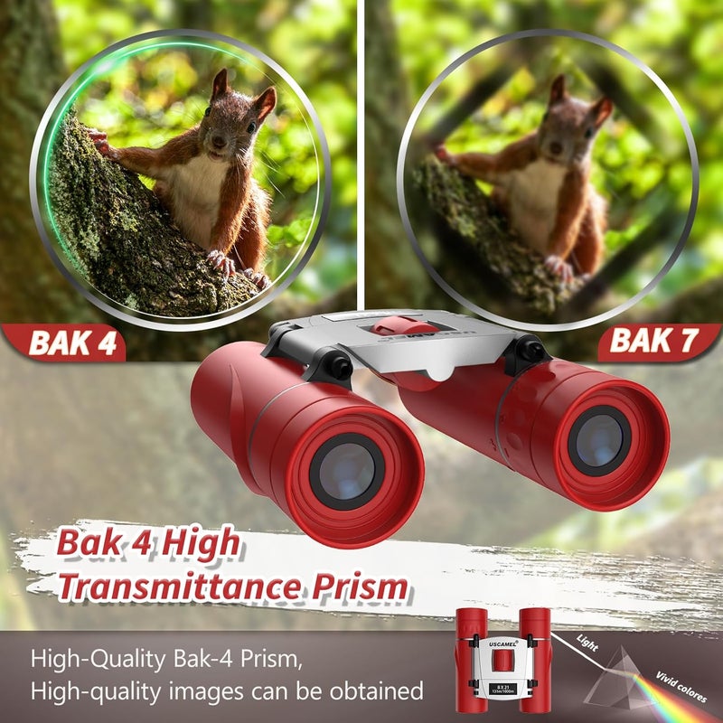 USCAMEL Binoculars Kids,Small 8×21 Binoculars Adults, Mini Binocular for Bird Watching and Hunting - Image 3
