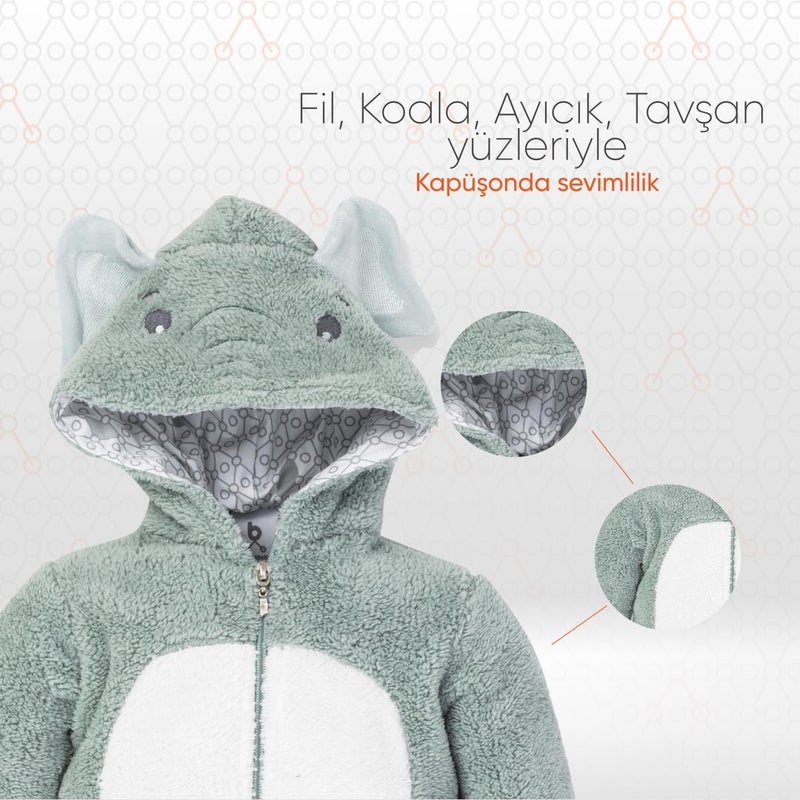 Gezenbebe Hero Hooded Welsoft Baby Jumpsuit (12-18 months) Elephant  - Image 5