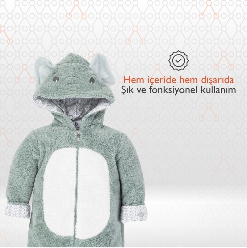 Gezenbebe Hero Hooded Welsoft Baby Jumpsuit (12-18 months) Elephant  - Image 3