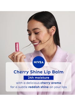 Nivea NIVEA Cherry Shine 4.8g Lip Balm|24 H Melt in Moisture Formula|Natural Oils|Glossy Finish,4.8 g (Pack of 1)  - Image 3