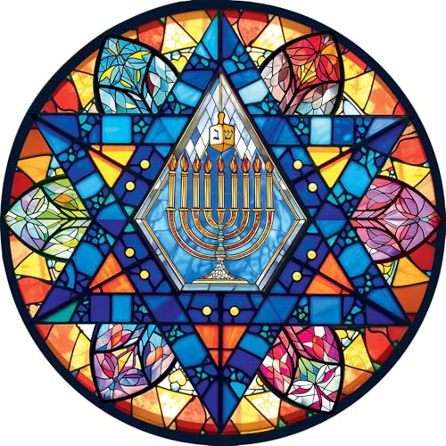 Springbok Star of David 500 Piece Round Puzzle for Adults Beautiful Stained Glass Star of David Image - Image 1
