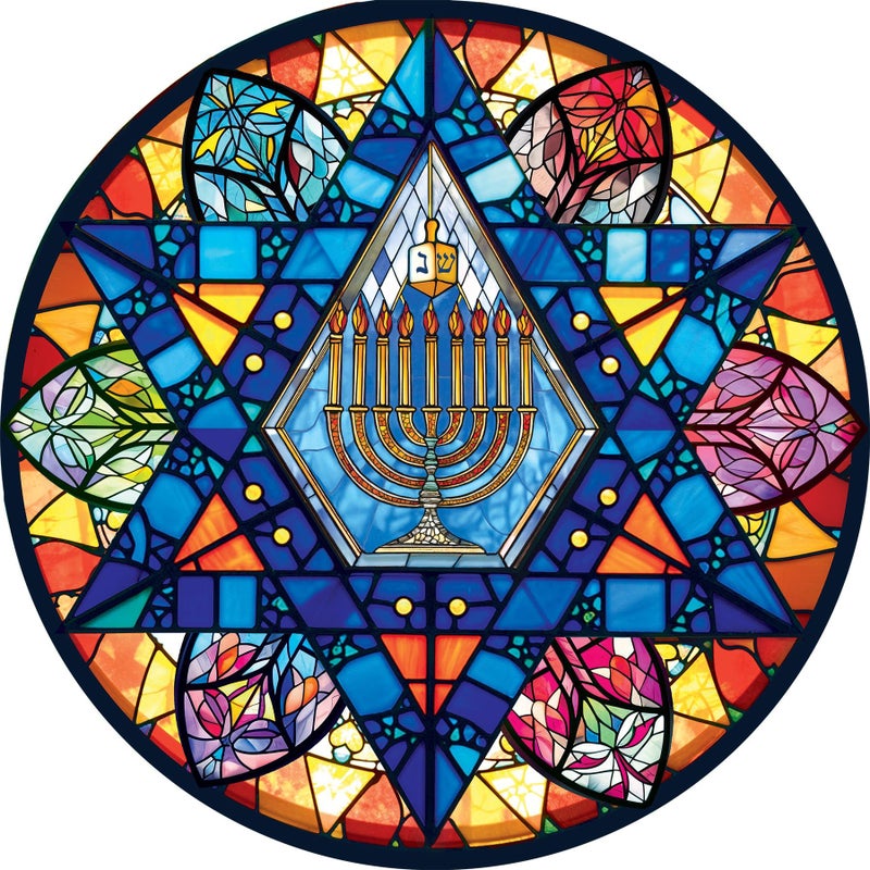 Springbok Star of David 500 Piece Round Puzzle for Adults Beautiful Stained Glass Star of David Image - Image 3