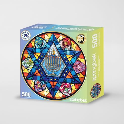 Springbok Star of David 500 Piece Round Puzzle for Adults Beautiful Stained Glass Star of David Image - Image 5