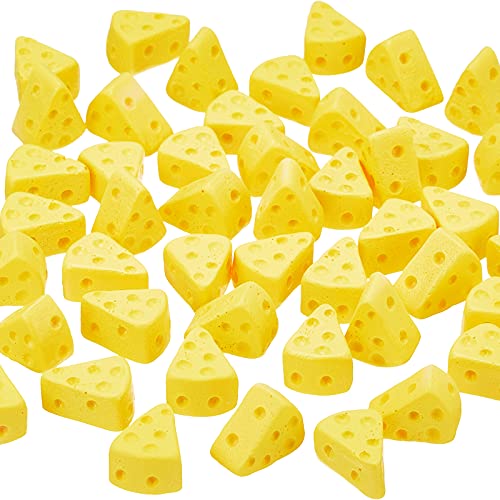 Gejoy 50 Pieces Miniatures Food Cheese Toy Halloween Decoration Mini Fake Cheese for Dollhouse Accessories Models for Kitchen Decoration DIY Accessory - Image 1