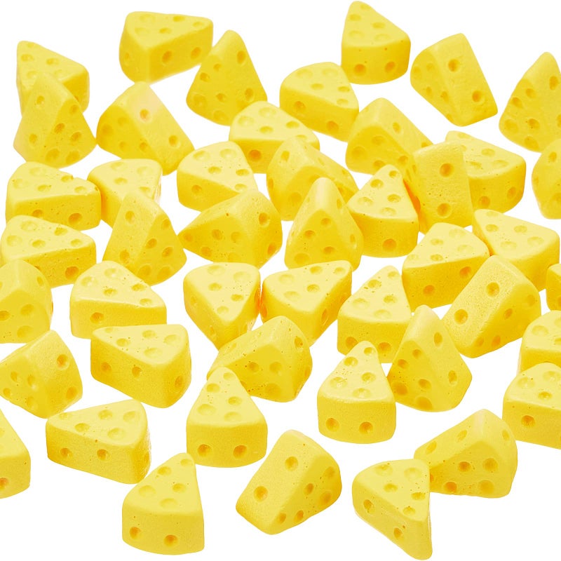 Gejoy 50 Pieces Miniatures Food Cheese Toy Halloween Decoration Mini Fake Cheese for Dollhouse Accessories Models for Kitchen Decoration DIY Accessory - Image 3