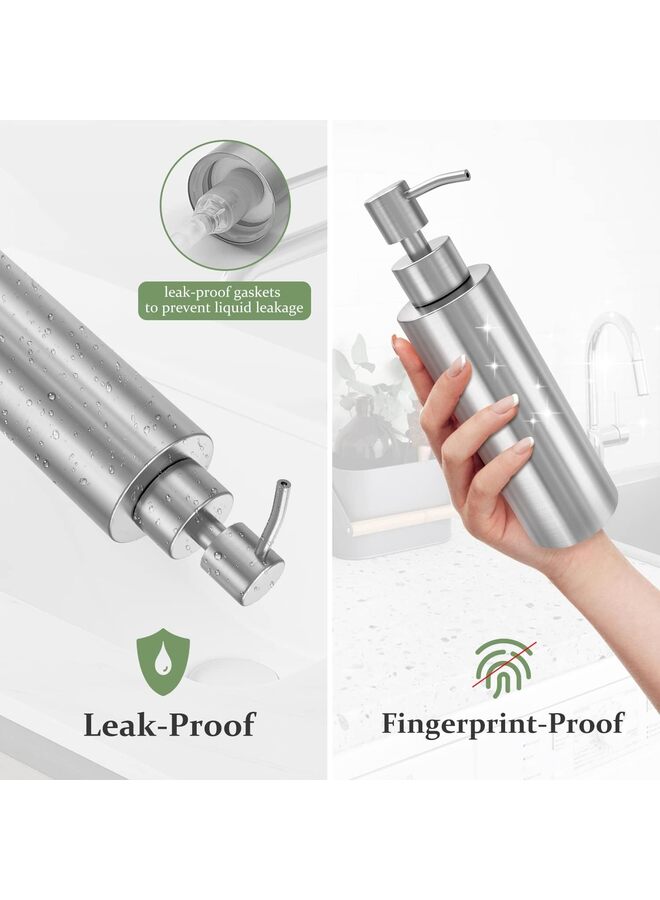 Stainless Steel Countertop Soap Dispenser - Rust and Leak Proof Liquid Hand Soap Pump Bottle for Kitchen, Bathroom and Countertop Hand Dish Lotion (Size : 350ml) - Image 4