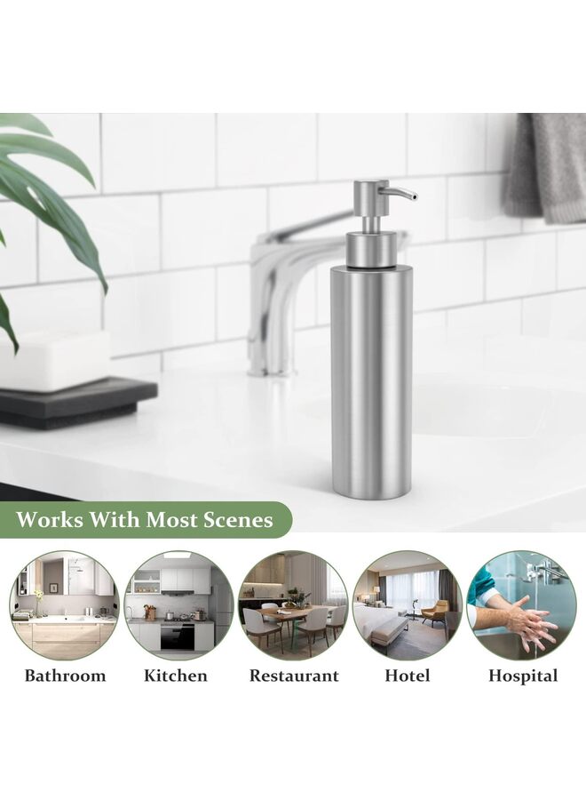 Stainless Steel Countertop Soap Dispenser - Rust and Leak Proof Liquid Hand Soap Pump Bottle for Kitchen, Bathroom and Countertop Hand Dish Lotion (Size : 350ml) - Image 5